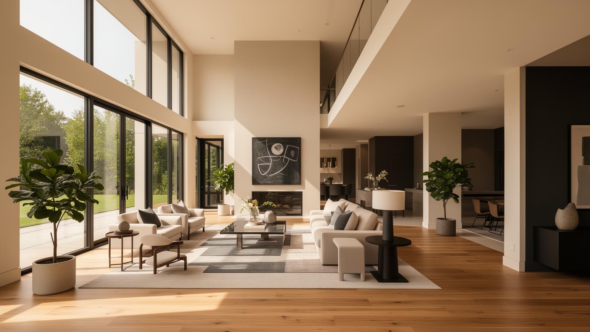 Modern residential interior with refined finishes and natural light
