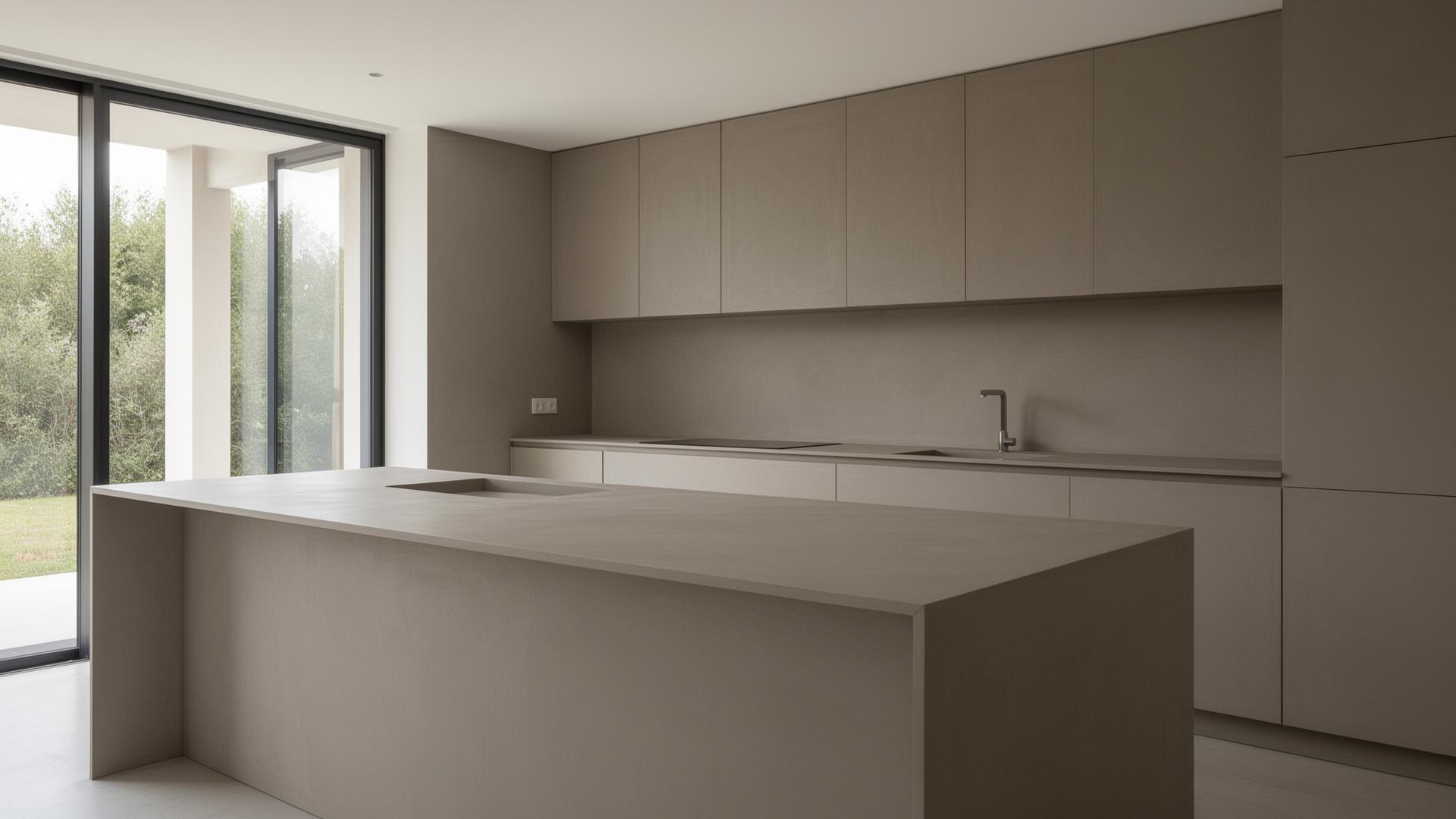 Microcement kitchen surfaces